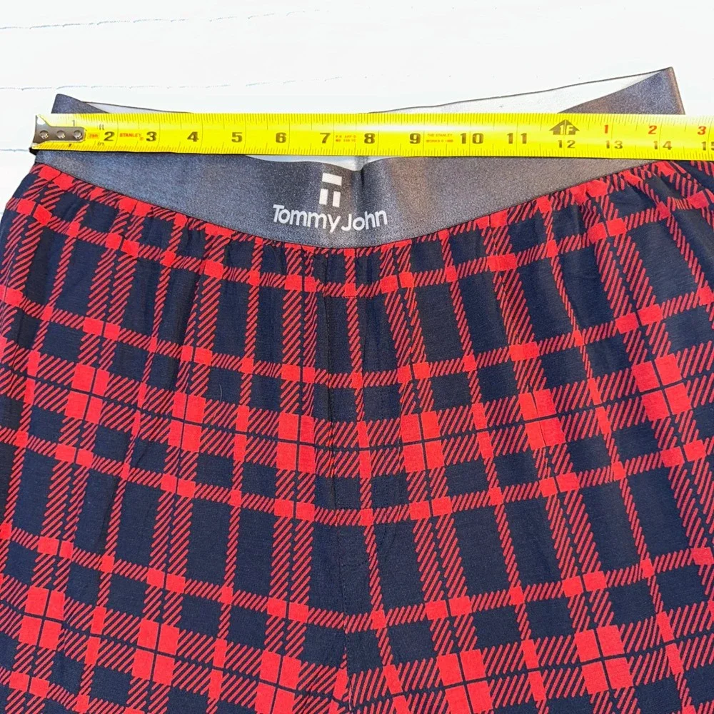 Tommy John Mens Red Navy Blue Plaid Second Skin Pajama Pants Sleepwear Large - Picture 3 of 6